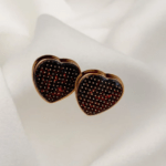 Black Heart Dot Studs