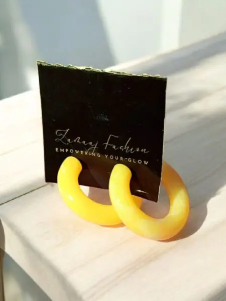 Yellow Stylish Hoops Earring